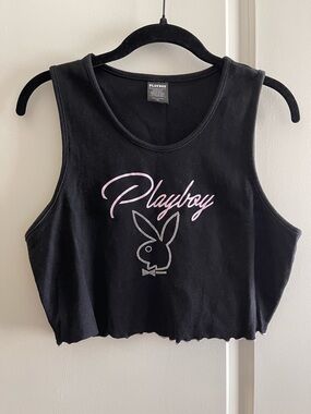 Playboy rhinestone crop top